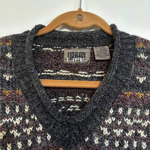 Urban Life Women’s Medium Wool Blend Sweater Multicoloured V-neck Preppy - Picture 4 of 9